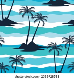 Abstract Floral coconut trees seamless pattern with leaves. tropical background	
