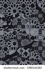 Abstract floral collage machine carpet pattern design 