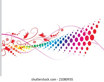 abstract floral color halftone background. Vector illustration.