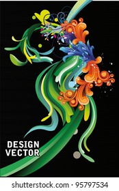 abstract floral color wave vector