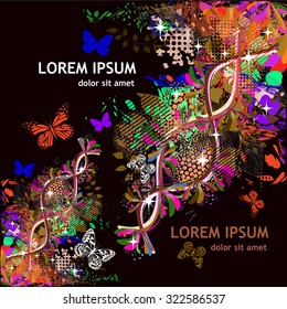 Abstract floral colored with butterflies. Vector