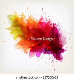 Abstract floral colorful element . Watercolor vector background for retro design.