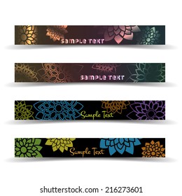 Abstract floral colorful horizontal banners.