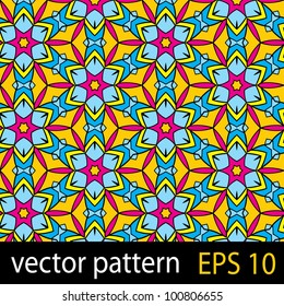 Abstract floral colorful pattern with geometric elements. Seamless vector background