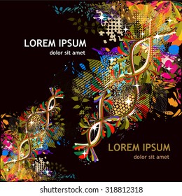 Abstract floral colors on black background. Vector