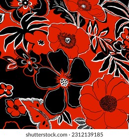 Abstract Floral colour vector pattern design suitable for fashion and fabric needs