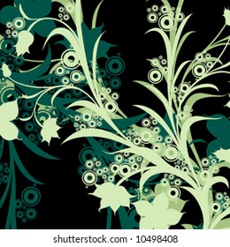 abstract floral composition; design with circles and flowers