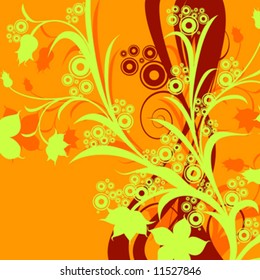 abstract floral composition; design with circles and flowers