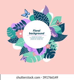 Abstract floral composition. Flat banner. 