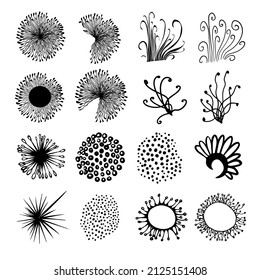 Abstract floral composition with geometric elements. Vector illustration