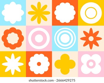 Abstract Floral Composition in a Grid