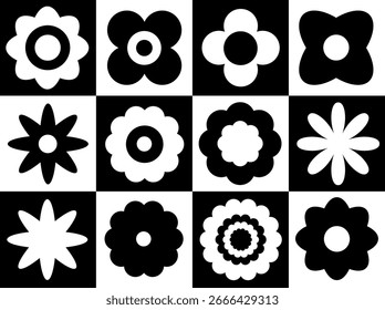 Abstract Floral Composition in a Grid