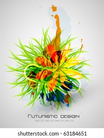 Abstract floral composition with grungy elements