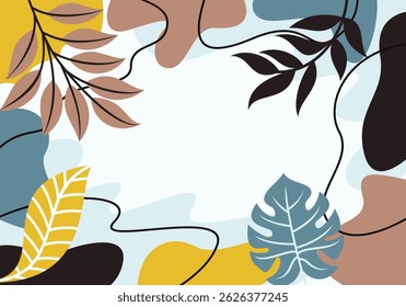 Abstract Floral Composition with Pastel Colors and Organic Shapes