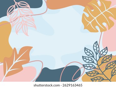 Abstract Floral Composition with Pastel Colors and Organic Shapes