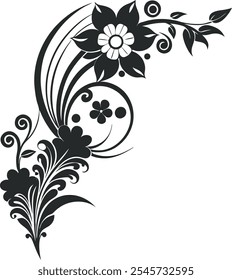 Abstract Floral Corner Vector Art, White Background