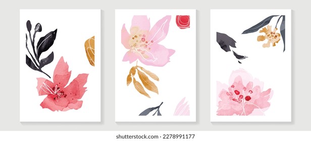 Resumen del vector de fondo de la cubierta floral. Conjunto de plantillas dibujadas a mano por la planta de primavera con flores, hojas, flor silvestre. Diseño de textura colorida de color para papel pintado, banner, impresiones, interior, afiche.