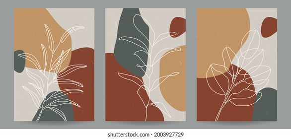 Abstract floral covers set. Contemporary art vector illustration. 