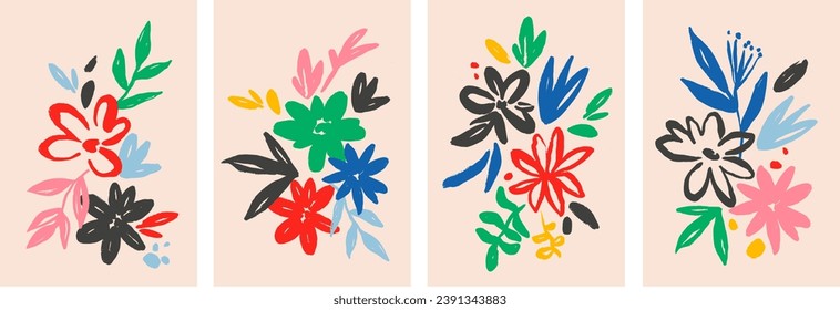 Abstract floral creative universal artistic posters. Template design. Suitable for poster, business card, invitation, flyer, banner, brochure, email header, post in social networks, advertising.Vector