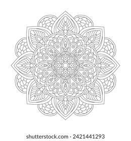 Abstract Floral Creativity Mandala Coloring Book Page for kdp Book Interior. Peaceful Petals, Ability to Relax,Brain Experiences, Harmonious Haven, Peaceful Portraits, Blossoming Beauty mandala