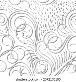 Abstract floral curve element vector seamless pattern