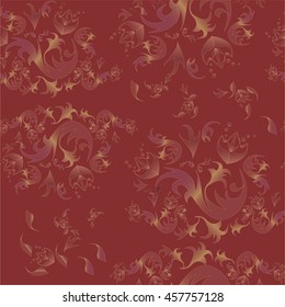 abstract floral dark red  pattern