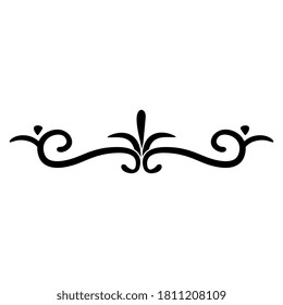 Abstract floral decor. Symmetrical antique vignette. Ancient Greek motif. Black and white silhouette.