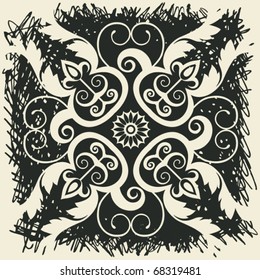 abstract floral decoration, vector design element for scrapbooking