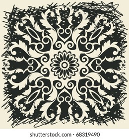 abstract floral decoration, vector design element for scrapbooking
