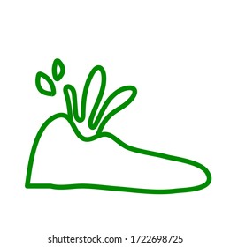 Abstract floral decorative element - bush and grass in line style in green color. Vector illustration isolated on white background for logo or icon.