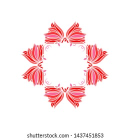 Abstract floral decorative element for design. Bright frame on white background.