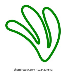 Abstract floral decorative element - grass in line style in green color. Vector illustration isolated on white background for logo or icon.