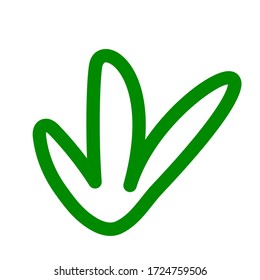 Abstract floral decorative element - grass in line style in green color. Vector illustration isolated on white background for logo or icon.