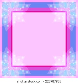 Abstract floral decorative frame with light delicate flowers lilies. Greeting or invitation card with place for text. Bright colorful festive background. Vector illustration
