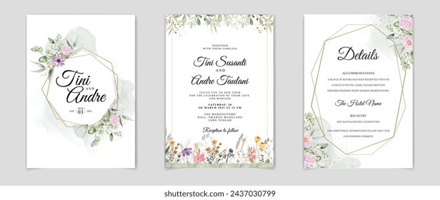 Abstract and Floral Decorative Invitation Card Template.Illustrator and designer. Wedding Invites, save the date, Birthday Invites, Video Invites, E-Cards.