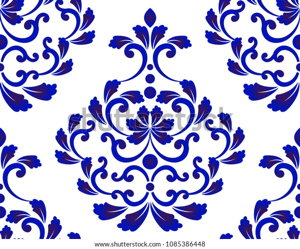 Damask 8x10 FT Backdrop Photographers,Floral Ornament with Symmetrical Leaves and Cute Little Flowers Surreal Swirls Lines Background for Baby Shower Bridal Wedding Studio Photography Pictures
