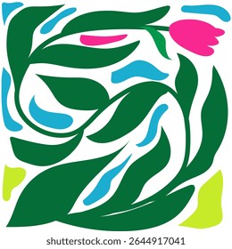 Abstract floral design with bold shapes and colors
