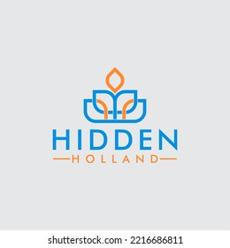 Abstract floral design. Creative symbol line. Universal icon. Lotus sign. Simple logotype template for premium business. Vector illustration.