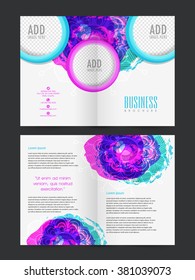 Abstract floral design decorated, Two Page Brochure, Template or Flyer presentation with space to add your image.