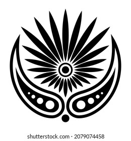 Abstract floral design element, isolated on white background. Flat design style. Vector symbol. Symmetric ornamental shape Graphic tattoo design.