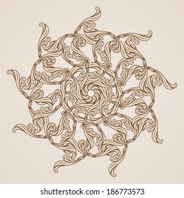 Abstract floral design element in light and dark brown colors