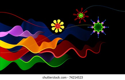 abstract floral design element on black background
