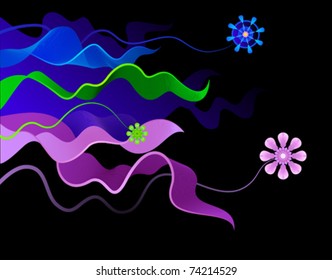 abstract floral design element on black background