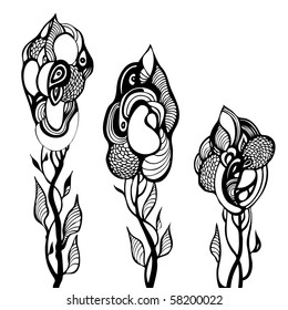abstract floral design element. sketch style. vector illustration