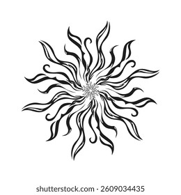 abstract floral design elements with fire mandala pattern without background