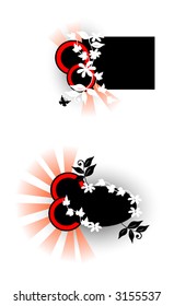 Abstract floral design elements red and black  Space for text. Vector illustration