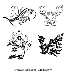 abstract floral design elements set