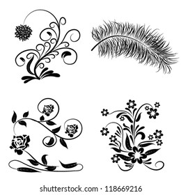 abstract floral design elements set