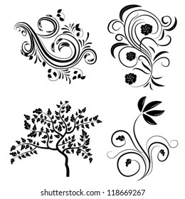 abstract floral design elements set