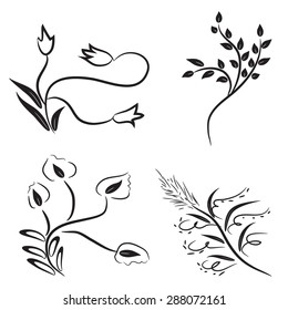 abstract floral design elements set